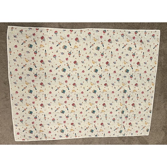 VINTAGE QUILTED CRIB BLANKET BEAR Rocking Horse Baby Crib Comforter 55 X 42 - Picture 3 of 5